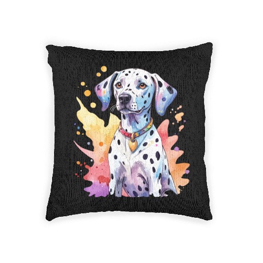 Dalmatian Dog Watercolor Woven Pillows