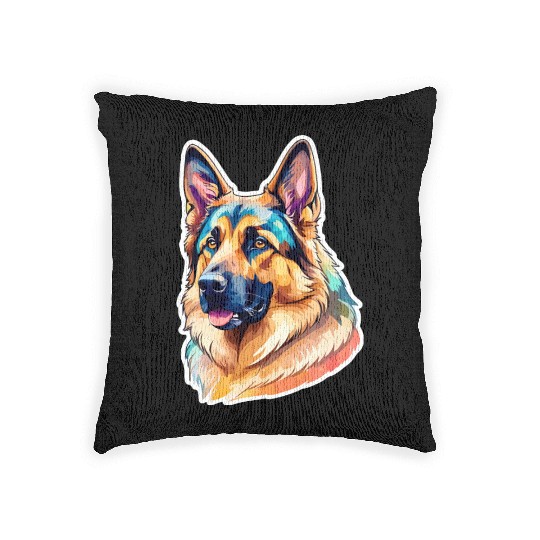 German Shepherd Watercolor Woven Pillows