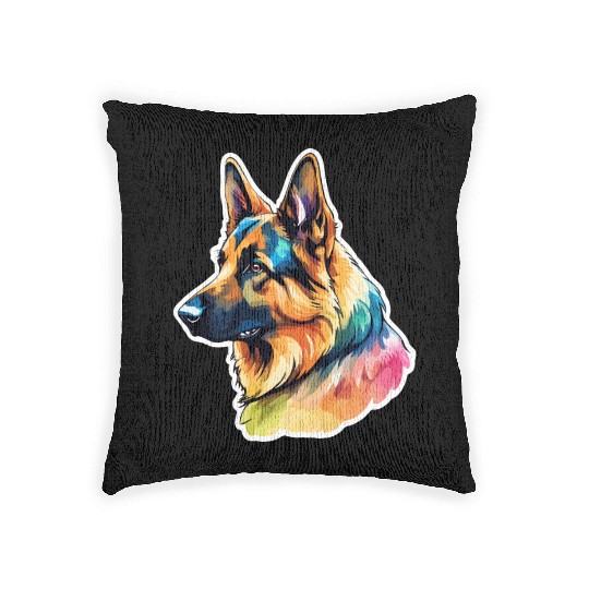 German Shepherd Watercolor Woven Pillows