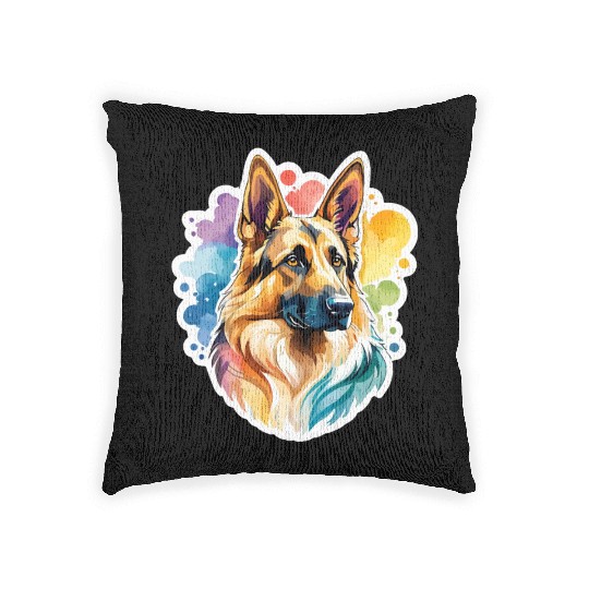 German Shepherd Watercolor Woven Pillows