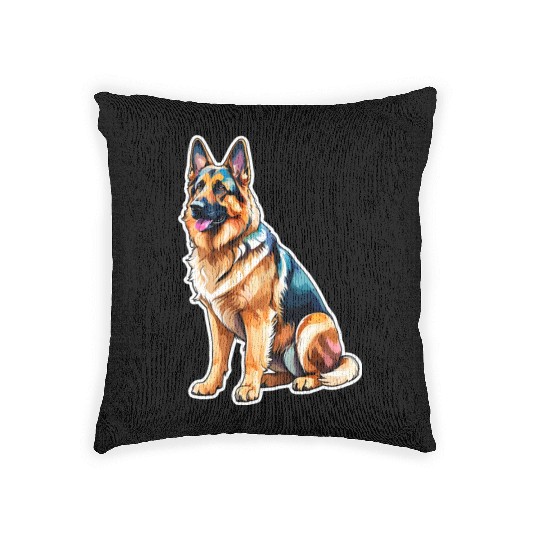 German Shepherd Watercolor Woven Pillows