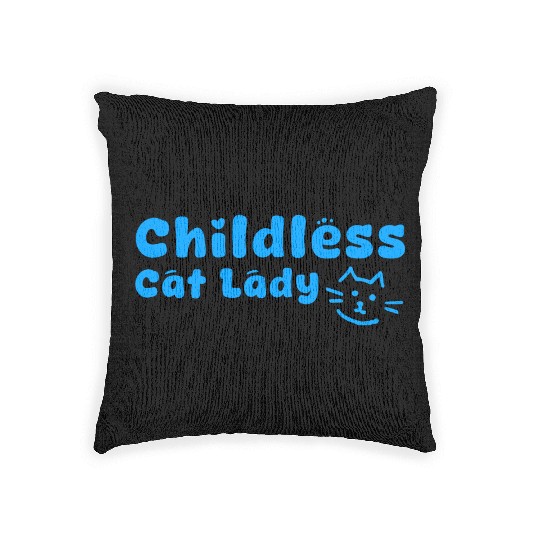 childless cat lady Woven Pillows