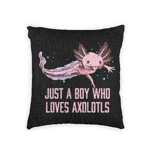 Just a Boy Who Loves Axolotl Salamander Funny Axol Woven Pillows