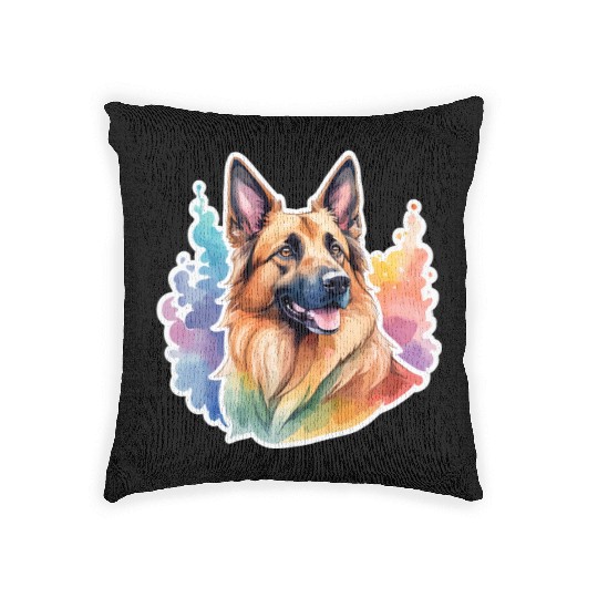 Belgian Shepherd Watercolor Woven Pillows