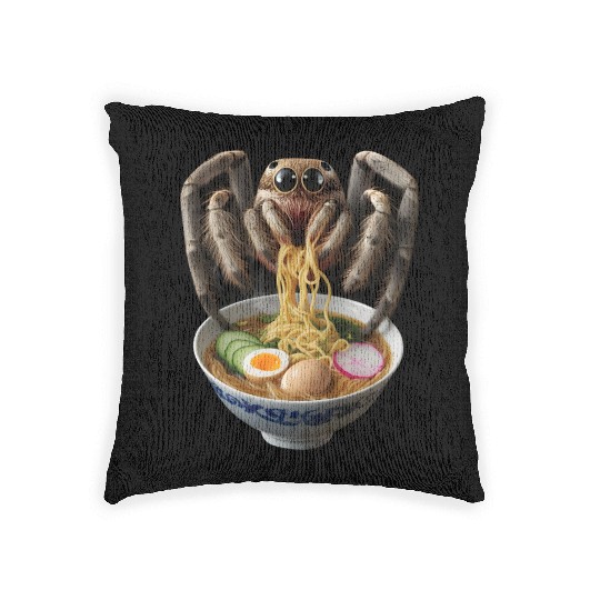 Spider Eating Ramen Realistic Woven Pillows