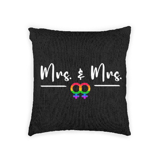 Gay Lesbian LGBT Wedding for Mr and Mrs Honeymoon Woven Pillows