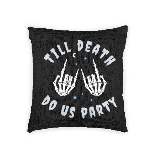 Till Death Do Us Party Skeleton Hand Bachelorette Woven Pillows