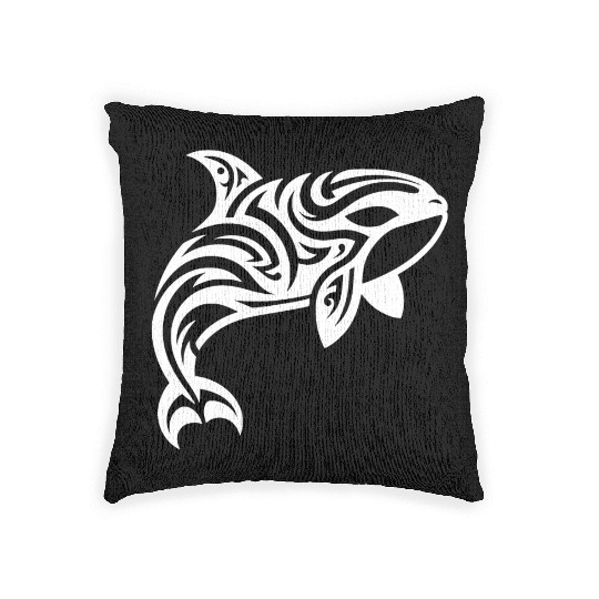 Orca T Tattoo Style Jumps Out Of The Water Woven Pillows