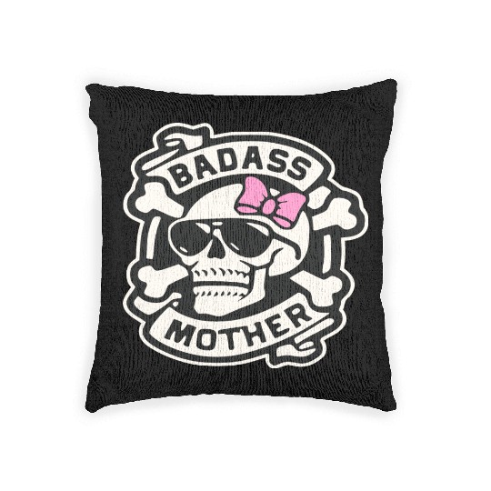 Badass Mother Skull LIKE US ON FACEBOOK # Woven Pillows