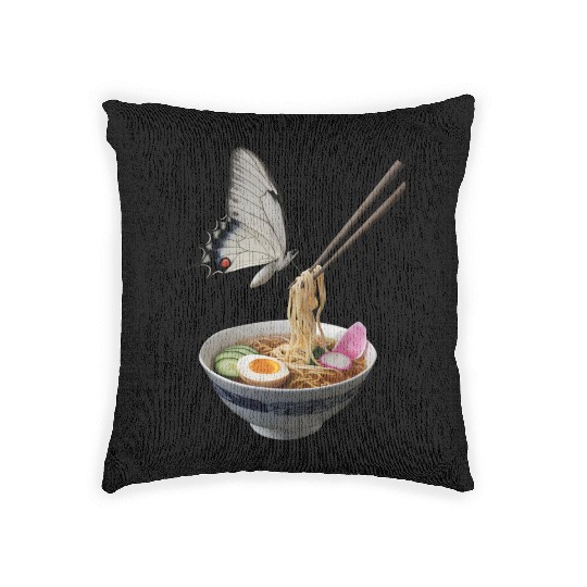 Butterfly Eating Ramen Realistic Woven Pillows