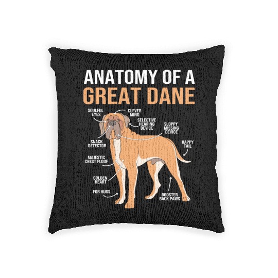 Funny Dog Owner Anatomy Of A Great Dane Woven Pillows