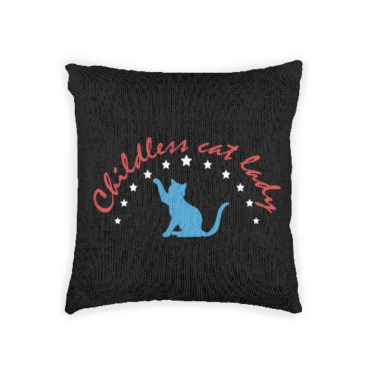 Vintage And Retro Funny Childless Cat Lady Woven Pillows