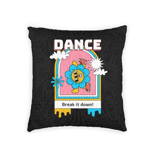 A cartoonStyle psychedelic flower Woven Pillows