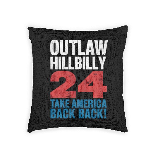 Trump Vance 2024 Outlaw Hillbilly US Flag Vintage Woven Pillows