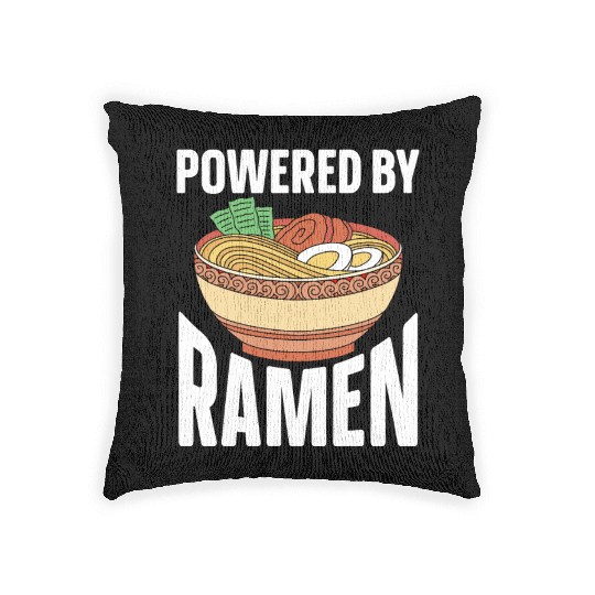 Powered By Ramen Anime Japanese Soup Cup Noodle Woven Pillows