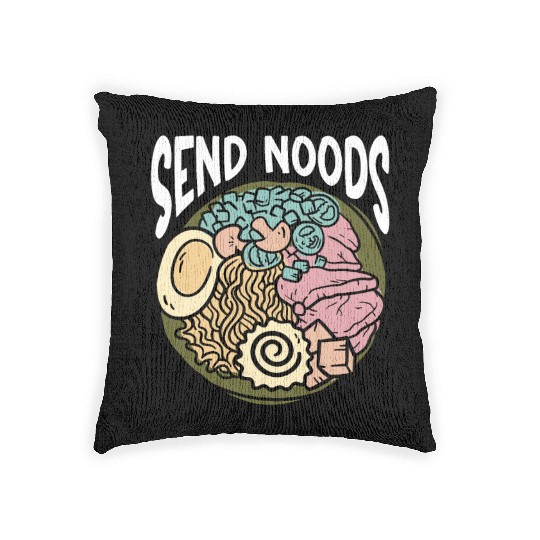 Send Noods Funny Japanese Ramen Noodle Woven Pillows