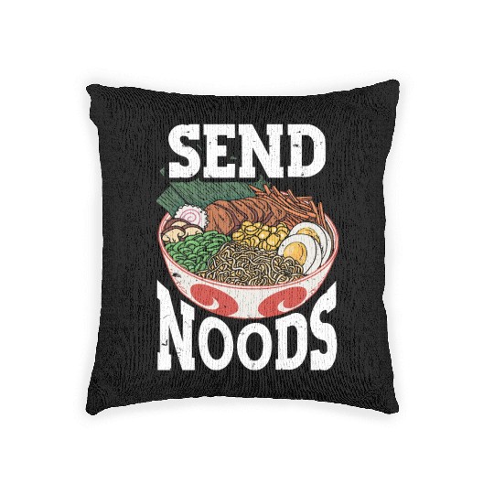 Send Noods Funny Japanese Ramen Noodle Woven Pillows