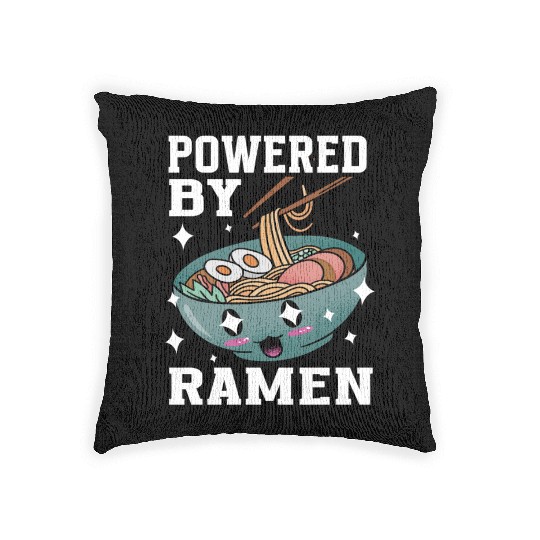 Powered By Ramen Anime Japanese Soup Cup Noodle Woven Pillows