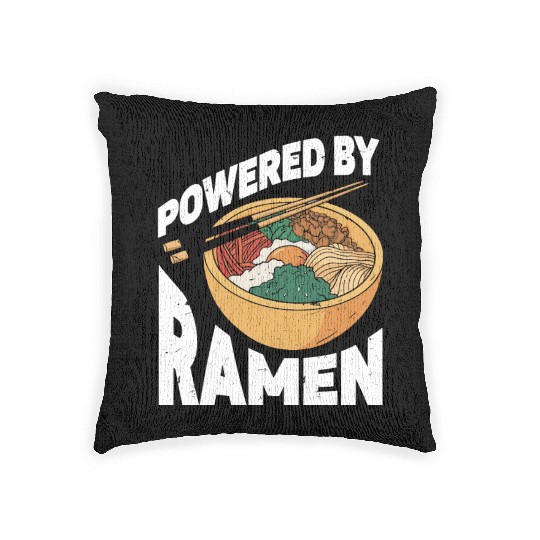 Powered By Ramen Anime Japanese Soup Cup Noodle Woven Pillows