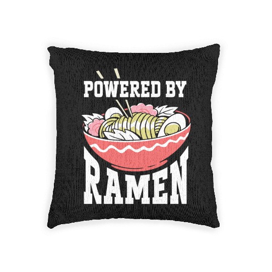Powered By Ramen Anime Japanese Soup Cup Noodle Woven Pillows