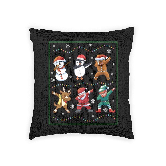 Dabbing Santa Elf Friends Christmas Boys Girls Men Woven Pillows
