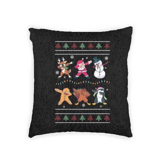 Dabbing Santa Elf Friends Christmas Dancing Xmas Woven Pillows