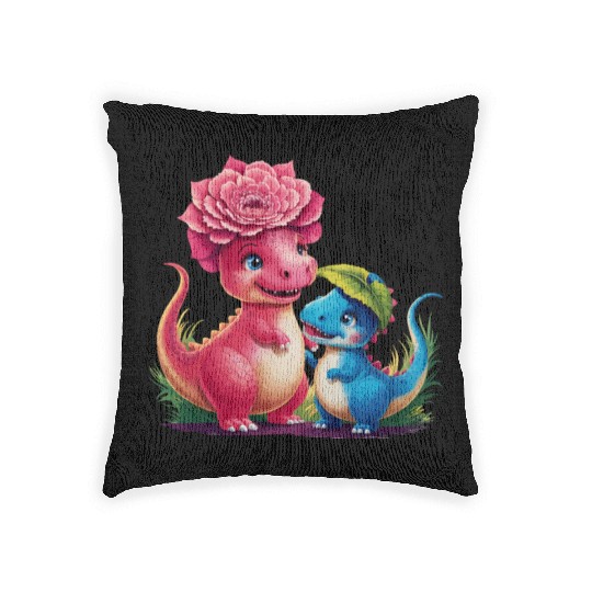 My Great Aunt Loves Me Dinosaur Woven Pillows