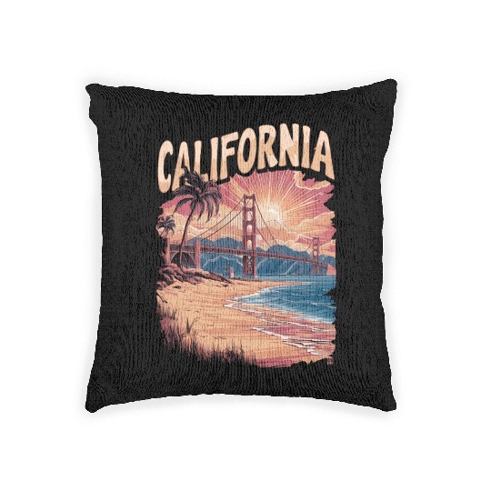 CALIFORNIA GOLDEN GATE BRIDGE BAY AREA Woven Pillows