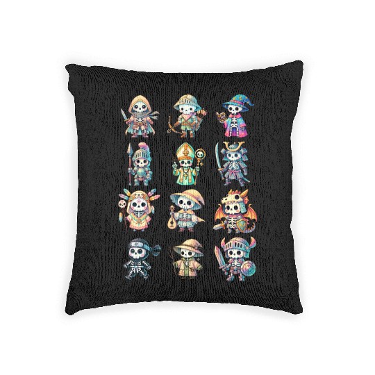 Skeleton Adventure Dungeon Characters Fantasy Woven Pillows