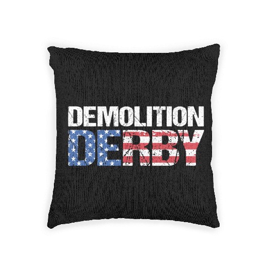 4th Of July US Flag Motorsport Demolition Derby Woven Pillows