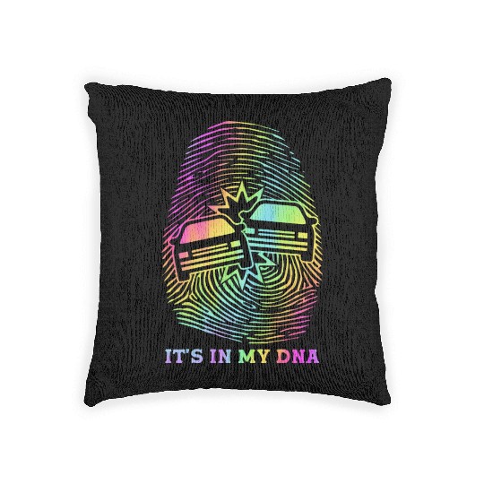 Retro Demolition Derby Finger Print It's In My DNA Woven Pillows