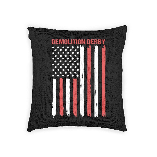 4th Of July US Flag Demolition Derby Demo Derby Woven Pillows