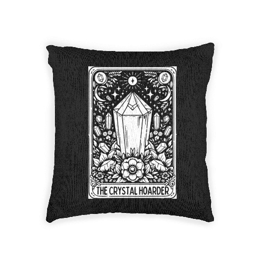 Crystal Hoarder Tarot Card Woven Pillows