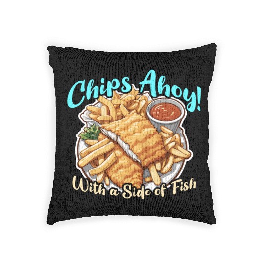 Fish And Chips Chips Ahoy With A British Cuisine Woven Pillows