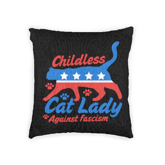 Childless cat Lady 2024 election campaign Woven Pillows