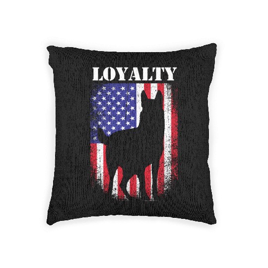 4th Of July US Flag Police Dog Loyalty K9 Dog Woven Pillows