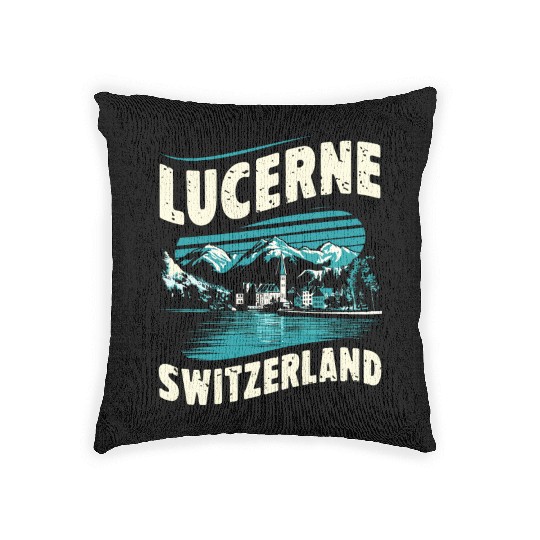 Lucerne Switzerland Souvenir Scenic Mountains Woven Pillows