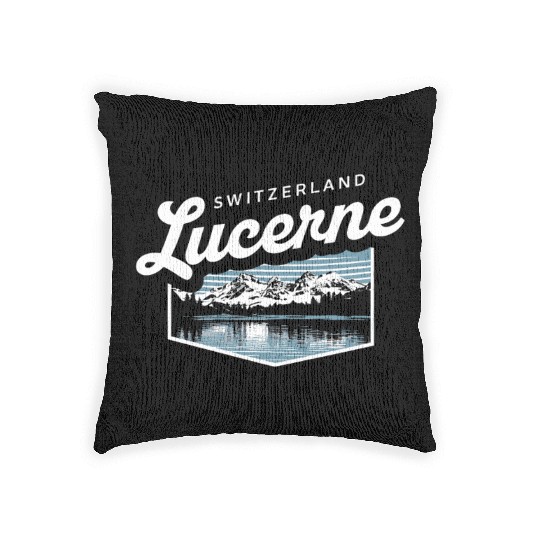 Switzerland Lucerne Souvenir Mountain Lake Scene Woven Pillows