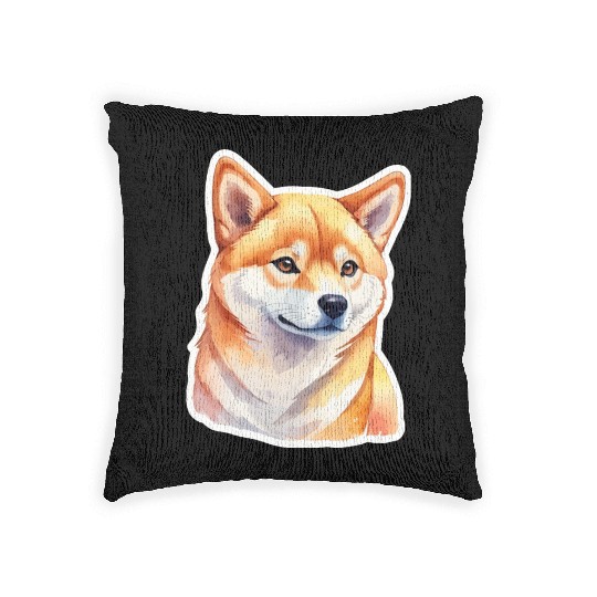 Shiba Inu Watercolor Woven Pillows