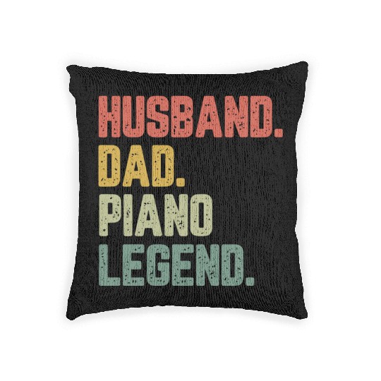 Husband Dad Piano Legend Funny Father Woven Pillows