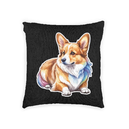 Pembroke Welsh Corgi Watercolor Woven Pillows