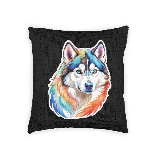 Siberian Husky Watercolor Woven Pillows