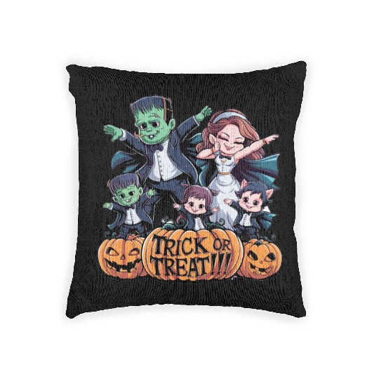 halloween Franken n Werewolf family Woven Pillows