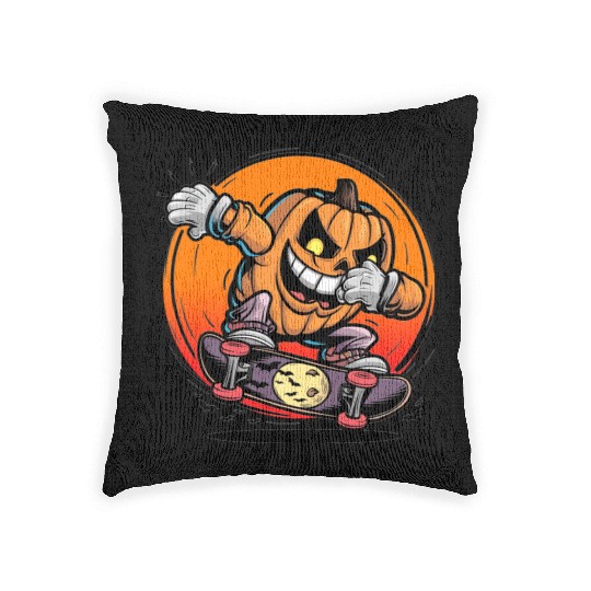 Halloween jack o lantern dabbing Woven Pillows