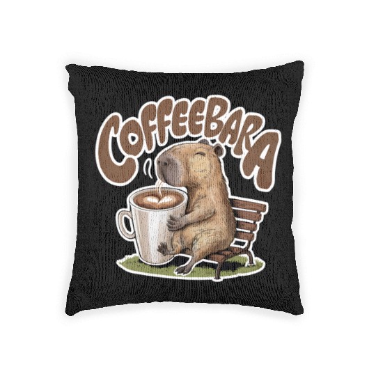 Coffeebara Capybara Coffedrinker Woven Pillows