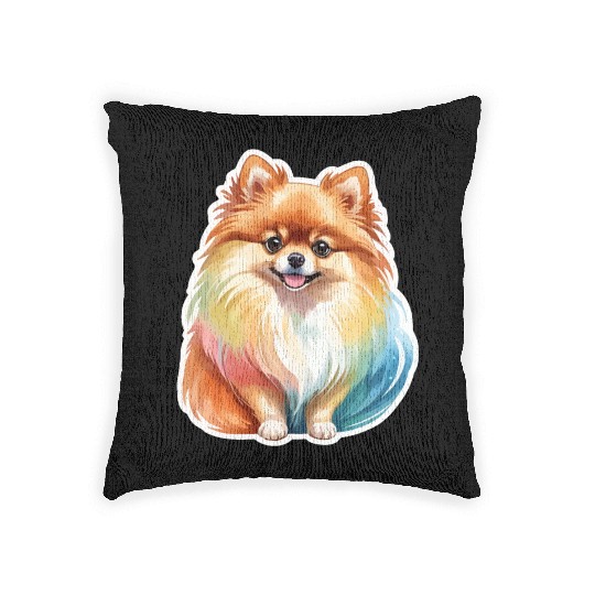 Pomeranian Watercolor Woven Pillows