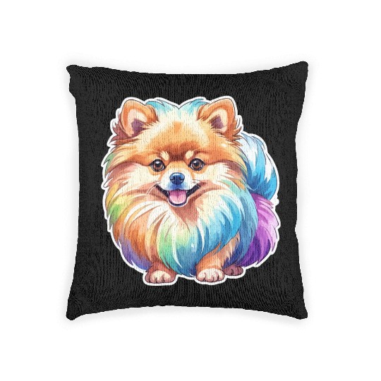 Pomeranian Watercolor Woven Pillows