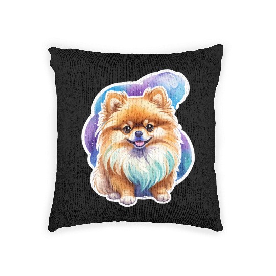 Pomeranian Watercolor Woven Pillows