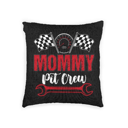 Race Car Birthday Party Family Mommy Pit Crew Woven Pillows