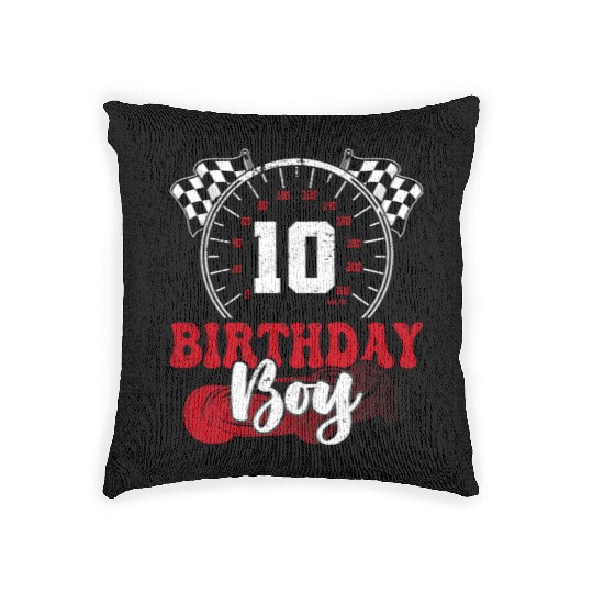 Race Car 10th Birthday Boy Party Pit Crew Woven Pillows